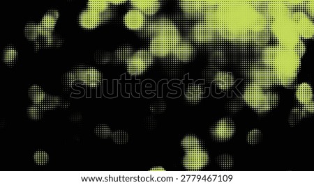 Abstract halftone pattern with scattered green dots on a black background, creating an organic and textural digital effect.