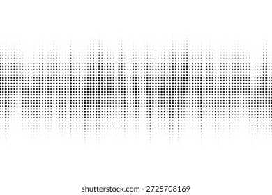 Abstraktes Rastermuster für den Mischmodus. Halbton-Audiosignalform. Schallwellenspektrum Hintergrund. Moderner Design-Rhythmus. Abstrakter gepunkteter Ornamenhintergrund