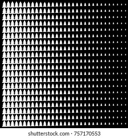 Abstract halftone pattern. Vector halftone background for design banners, posters, business projects, pop art texture, covers. Geometric black and white texture. Christmas tree.
