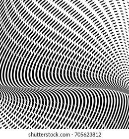 Abstract halftone pattern. Vector black and white background of quadrangles for design banners, posters, business projects.Visual distortion.