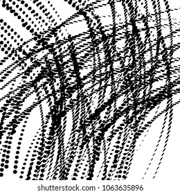 Abstract halftone pattern. Vector halftone dots background for design banners, posters, business projects, pop art texture, covers. Geometric black and white texture.Chaotic dirty tracks.