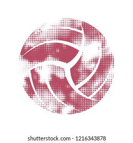 Abstract halftone pattern volleyball silhouette isolated on white