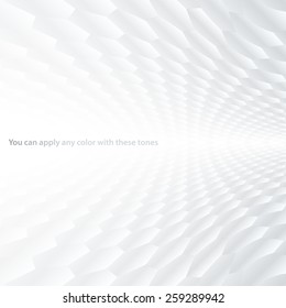 Abstract halftone perspective background with white and gray tones