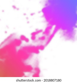 Abstract halftone pink and violet gradient dotted background. For brochure, poster, flyer, card. Vector illustration.