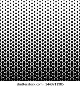 Abstract Halftone Polygon Geometric Pattern, black and white vector graphic illustration background.