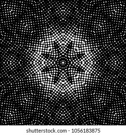 Abstract halftone psychedelic kaleidoscopic seamless pattern.vector