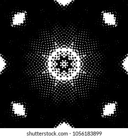 Abstract halftone psychedelic kaleidoscopic seamless pattern.vector