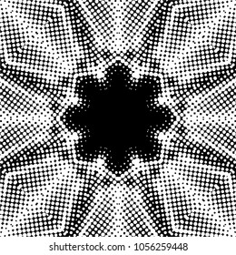 Abstract halftone psychedelic kaleidoscopic seamless pattern.vector