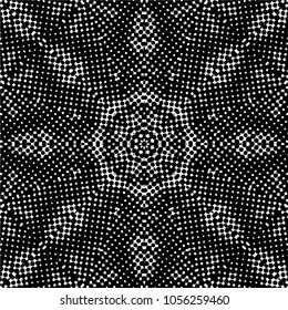 Abstract halftone psychedelic kaleidoscopic seamless pattern.vector
