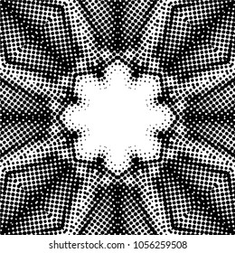 Abstract halftone psychedelic kaleidoscopic seamless pattern.vector
