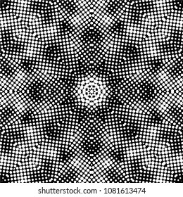 Abstract halftone psychedelic kaleidoscopic seamless pattern.vector