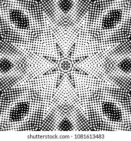 Abstract halftone psychedelic kaleidoscopic seamless pattern.vector