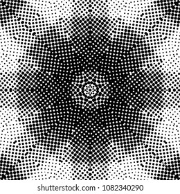 Abstract halftone psychedelic kaleidoscopic seamless pattern.vector