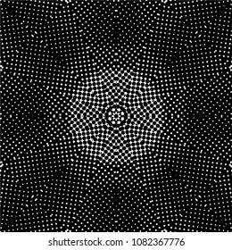 Abstract halftone psychedelic kaleidoscopic seamless pattern.vector