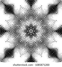 Abstract halftone psychedelic kaleidoscopic seamless pattern.vector