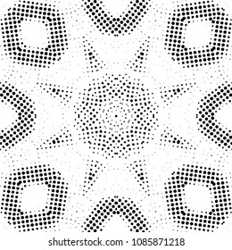 Abstract halftone psychedelic kaleidoscopic seamless pattern.vector