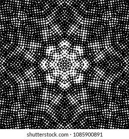 Abstract halftone psychedelic kaleidoscopic seamless pattern.vector