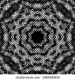 Abstract halftone psychedelic kaleidoscopic seamless pattern.vector