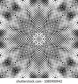 Abstract halftone psychedelic kaleidoscopic seamless pattern.vector