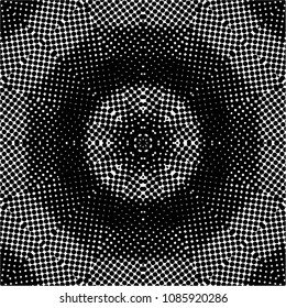 Abstract halftone psychedelic kaleidoscopic seamless pattern.vector