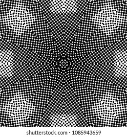 Abstract halftone psychedelic kaleidoscopic seamless pattern.vector