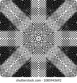 Abstract halftone psychedelic kaleidoscopic seamless pattern.vector