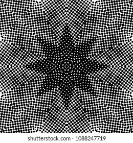 Abstract halftone psychedelic kaleidoscopic seamless pattern.vector