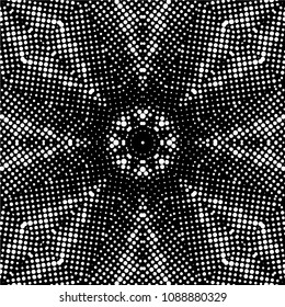 Abstract halftone psychedelic kaleidoscopic seamless pattern.vector