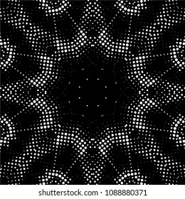 Abstract halftone psychedelic kaleidoscopic seamless pattern.vector