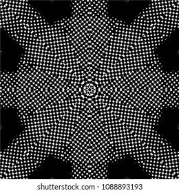 Abstract halftone psychedelic kaleidoscopic seamless pattern.vector