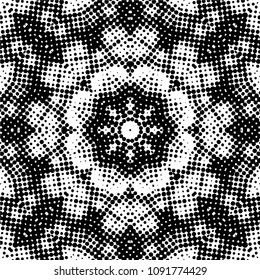 Abstract halftone psychedelic kaleidoscopic seamless pattern.vector