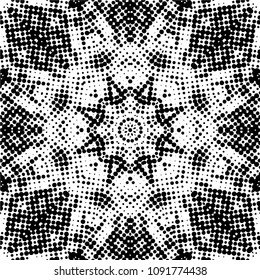 Abstract halftone psychedelic kaleidoscopic seamless pattern.vector