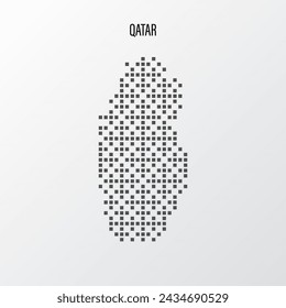 Abstract halftone Qatar map isolated on white background. Vector illustration
