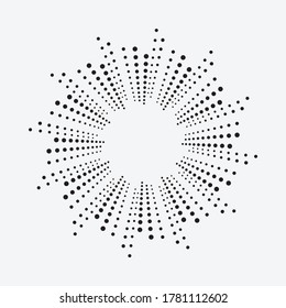 Resumen de fondo radial de medio tono. Patrón de medio tono concéntrico. elemento de diseño de semitono. Marco circular punteado.