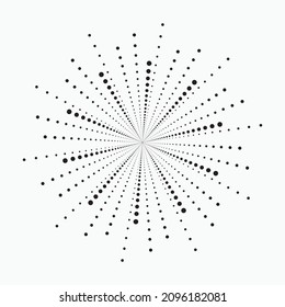 Abstract halftone radial background. Concentric halftone pattern. Halftone design element. Dotted circular frame.