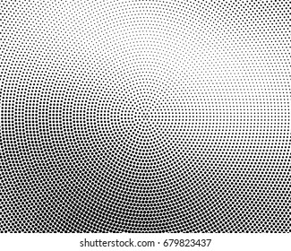 Abstract halftone radial dotted black and white background - vector illustration. 