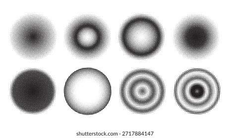 Formas radiales de semitono Abstractas Vector