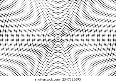 Abstract Halftone Radial Spin Effect Background. Grunge halftone gradient background. Retro pixelated backdrop. Anime or manga style comic overlay. Vector graphic design textured template