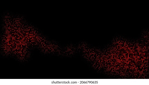 Abstract halftone red banner background. Half hidden round. Vector illustration.