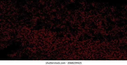 Abstract halftone red banner background. Half hidden round. Vector illustration.
