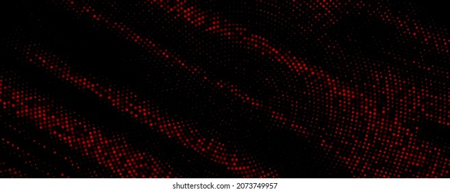 Abstract halftone red banner background. Half hidden round. Vector illustration.