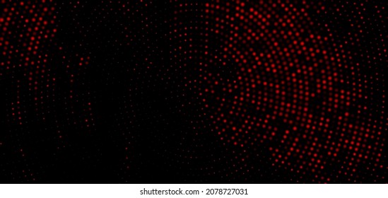 Abstract halftone red banner background. Half hidden round. Vector illustration.