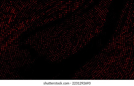 Abstract halftone red banner background. Half hidden round. Vector illustration.