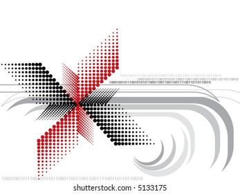abstract halftone red black op art spin design (vector)