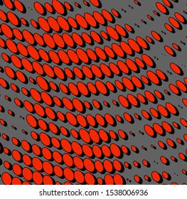 Abstract halftone red dots. Vector pop art texture. Grunge wave pattern