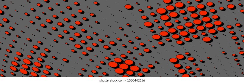 Abstract halftone red dots. Vector pop art texture. Grunge wave pattern