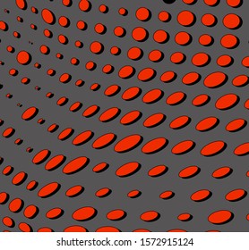 Abstract halftone red dots. Vector pop art texture. Grunge wave pattern