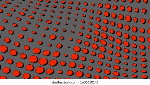 Abstract halftone red dots. Vector pop art texture. Grunge wave pattern