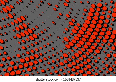 Abstract halftone red dots. Vector pop art texture. Grunge wave pattern