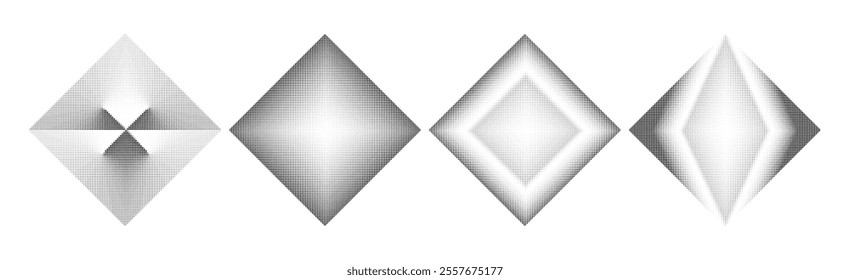 Abstract halftone rhombic background. Modern stylish texture. Regularly repeating elegant tiles with diamonds, rhombus. Vector element of graphical design